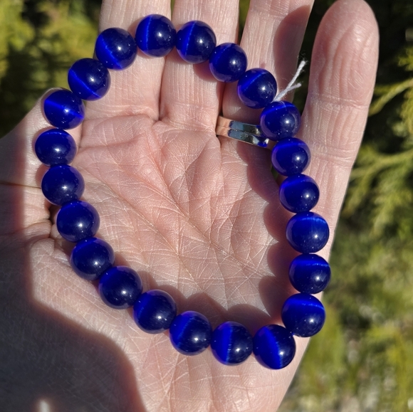 10mm Natural Blue Cat Eye - Picture 5 of 11